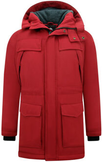 Enos Lange jas met capuchon Rood