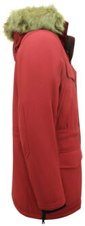 Enos Lange Parka Jas Heren – Met Bontkraag - Rood - Maat: M
