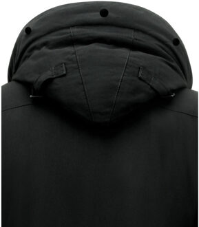 Enos Lange parka jas met capuchon - maat M Zwart