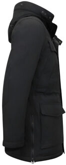 Enos Lange parka jas met capuchon - maat XS Zwart