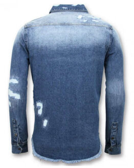 Enos Lange spijkeroverhemd denim Blauw