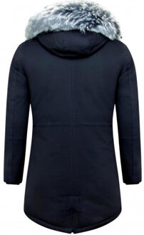 Enos Lange winterjas met faux bontkraag - maat S Zwart