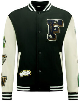 Enos Letterman jacket oversized 8633 - maat XXL Zwart