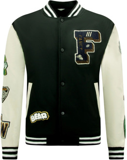 Enos Letterman jacket oversized 8633 Zwart - XXL