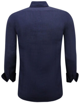 Enos Linnen regular fit Blauw