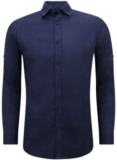 Enos Linnen regular fit - maat XXXL Blauw