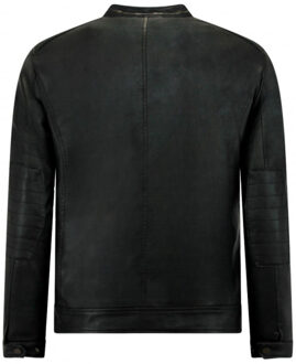 Enos Nep leren Jack heren - Biker jas - Zwart - Maten: M