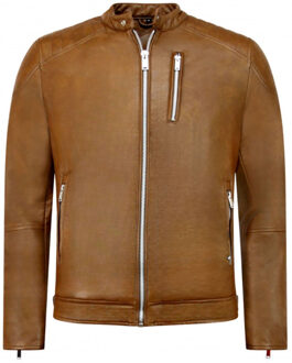 Enos Nep leren jas heren - Motor Jack - Bruin - Maten: XL