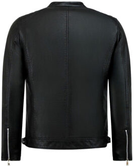 Enos Nep leren jas heren - Motor Jack - Zwart - Maten: XXL