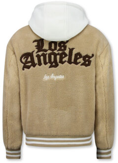 Enos Oversized baseball jacket teddy jas Bruin - S