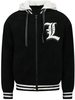 Enos Oversized baseball jacket teddy jas met capuchon - maat XL Zwart