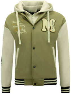 Enos Oversized baseball jas classic met capuchon 8632 Groen - XXL