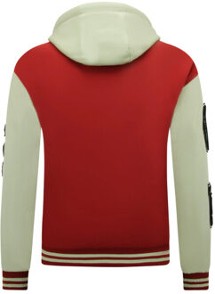 Enos Oversized college jack met capuchon 8630 - maat XXL Rood