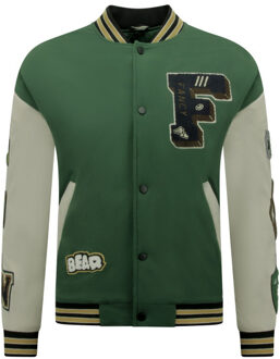 Enos Oversized letterman jas 8633 - maat L Groen