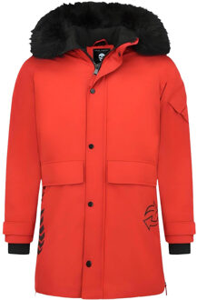 Enos Parka Jas Heren – Met Bontkraag – Rood - Maat: M