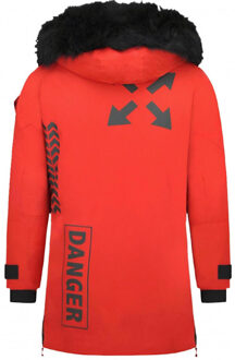 Enos Parka Jas Heren – Met Bontkraag – Rood - Maat: M