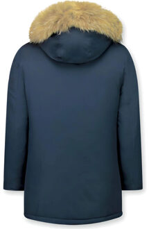 Enos Parka jas met bontkraag - maat XS Blauw