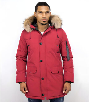 Enos Parka jas met bontkraag Rood - L