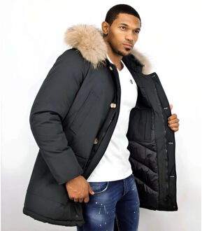 Enos Parka jas met bontkraag Zwart - XS