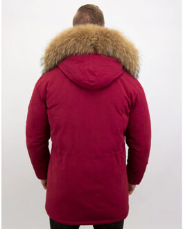 Enos Parka winterjas met grote echte bontkraag Rood - XL