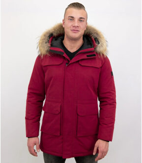 Enos Parka winterjas met grote echte bontkraag Rood