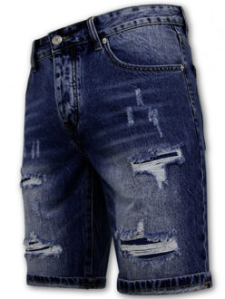 Enos Slim fit korte broek denim short - maat 36 Blauw
