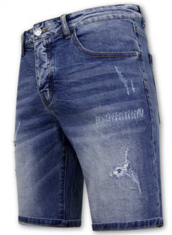 Enos Stretch korte broek denim short - maat 34 Blauw