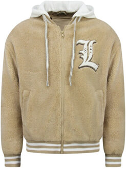 Enos Teddy jas met capuchon oversized baseball jacket - maat XXL Bruin
