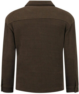 Enos Tussenjas flannel overshirt met zakken Bruin