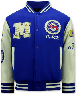 Enos Vintage oversized american baseball jacket 7086 Blauw - M