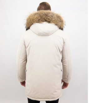 Enos Winterjas parka met grote echte bontkraag beige Veelkleurig - L