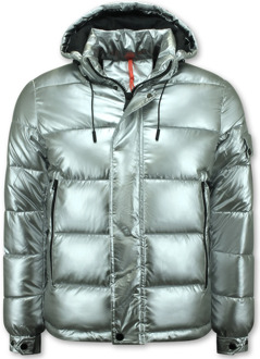 Enos Zilveren puffer jackets met capuchon Print / Multi - XL