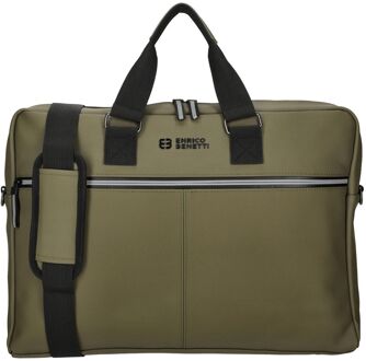 Enrico Benetti Bergen PU Laptop Shoulderbag 17" khaki schoudertas heren Groen - H 30 x B 43 x D 8 cm