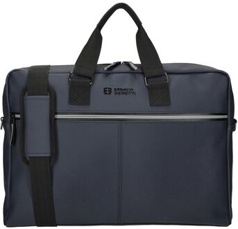 Enrico Benetti Bergen PU Laptop Shoulderbag 17" navy schoudertas heren Blauw - H 30 x B 43 x D 8 cm