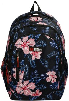 Enrico Benetti Capetown Rugtas 15'' black flower backpack Zwart - H 45 x B 33 x D 20