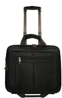 Enrico Benetti Cornell 24L Laptop Trolley 17'' zwart zachte koffer pilotenkoffer - H 38 x B 40 x D 16 cm