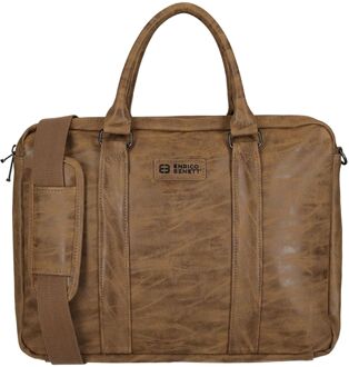 Enrico Benetti Rotterdam Laptoptas 15" camel schoudertas heren Zand - H 29 x B 38 x D 11 cm