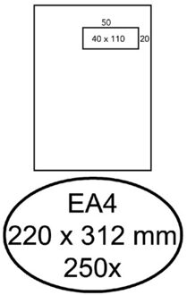 Envelop Hermes akte EA4 220x312mm venster 4x11 rechts zelfkl 250st Wit