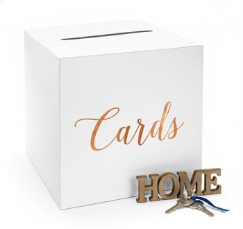Enveloppendoos wit / rosegoud - 1x - Cards - 24 cm - Housewarming - Versieringen/decoraties