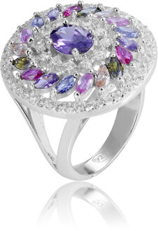 'Enya' Dames 925 Sterling Zilveren Set: Oorbellen + Ring - Zilver SET-7428 - K