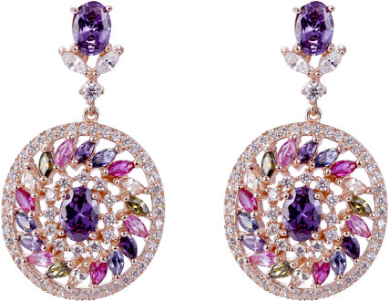 'Enya' Vrouwen 925 Sterling Zilver Set: Oorbellen + Ring - Roze SET-7428/RG Rosé - N