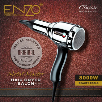 ENZO 8000W Metal Body Salon Professional Hair Dryer Volumizer Negative Ion Blow Dryer Brush Hot/Cold With Air Collecting Nozzle