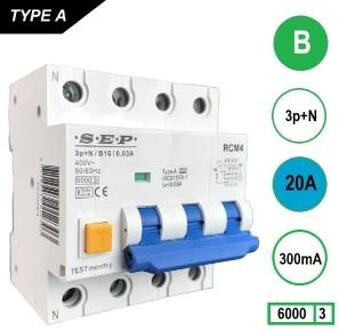 Enzo Aardlekautomaat 20A B kar 300mA 4p SEP - 4518127