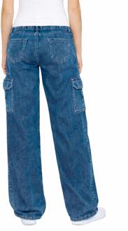 Enzo | Dames Cargo Baggy Jeans Blauw - EU 44 Normaal / UK 16 Normaal