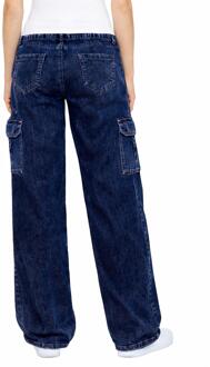 Enzo | Dames Cargo Baggy Jeans Donkerblauw - EU 38 Normaal / UK 10 Normaal