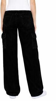 Enzo | Dames Cargo Baggy Jeans Zwart - EU 36 Kort / UK 8 Kort