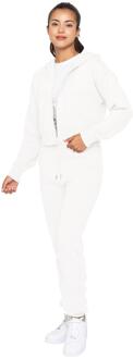 Enzo | Dames Crop Zip Hoodie Tracksuit Set Gebroken wit