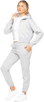 Enzo | Dames Crop Zip Hoodie Tracksuit Set Grijs