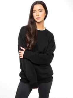Enzo Dames Geborduurd Oversized Sweatshirt - maat M Zwart