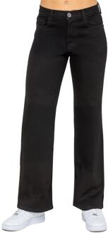 Enzo | Dames Jeans Met Wijde Pijpen Zwart - EU 46 Normaal / UK 18 Normaal